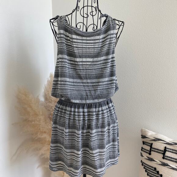 Becca by Rebecca Virtue Silver Striped Metallic Tank Swim Cover-Up Dress Medium - Picture 5 of 12